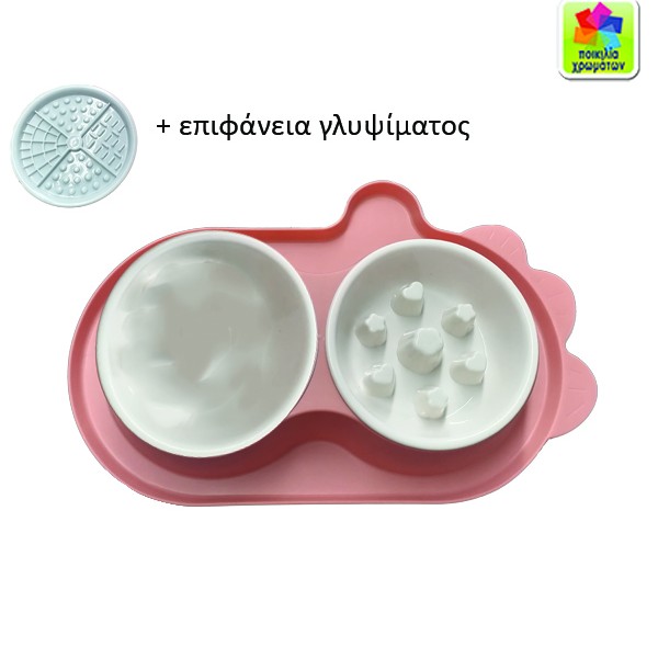 Διπλό μπόλ φαγητού σκύλου πλαστικό αργής κατανάλωσης τροφής [10501757]